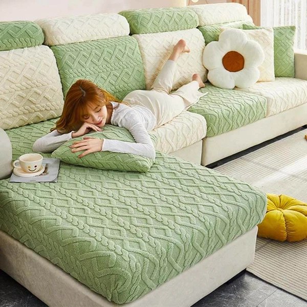 Voll Wickelweiches Fleece Stretch Sofaüberzug für alle Jahreszeiten