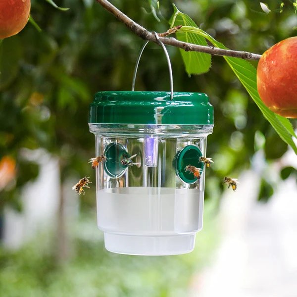 Solarbetriebene Wespenfalle mit LED-Anlockung