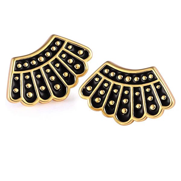 Elegante Gold- und Schwarze Fächerförmige Ohrringe