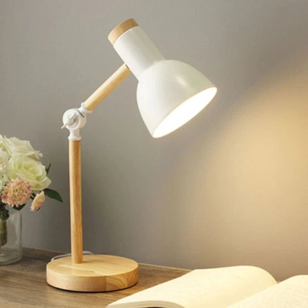 Verstellbare Holz- und Eisen-Schreibtischlampe