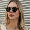 Damen modische runde Sonnenbrille mit transparentem Rahmen und UV-Schutz