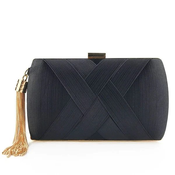 Bellavine Satin-Abendclutch | Luxuriöse Quastenhandtasche für Hochzeiten, Galas und elegante Abende Hover Image