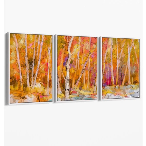 Abstraktes Wandbild aus Orangenwald-Leinwand Hover Image