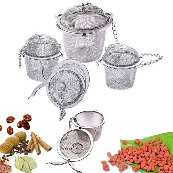 Mesh-Infuser mit verriegelter Kette Edelstahl Teewürzfilterball