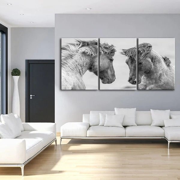 Zwei weiße Pferde – Leinwandbild, 3-teilig Hover Image