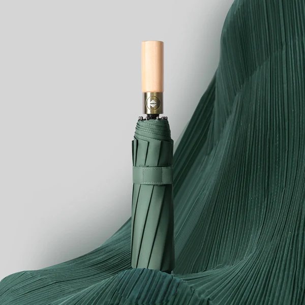 Damen eleganter Schirm mit Holzgriff und strapazierfähigem Bezug Hover Image