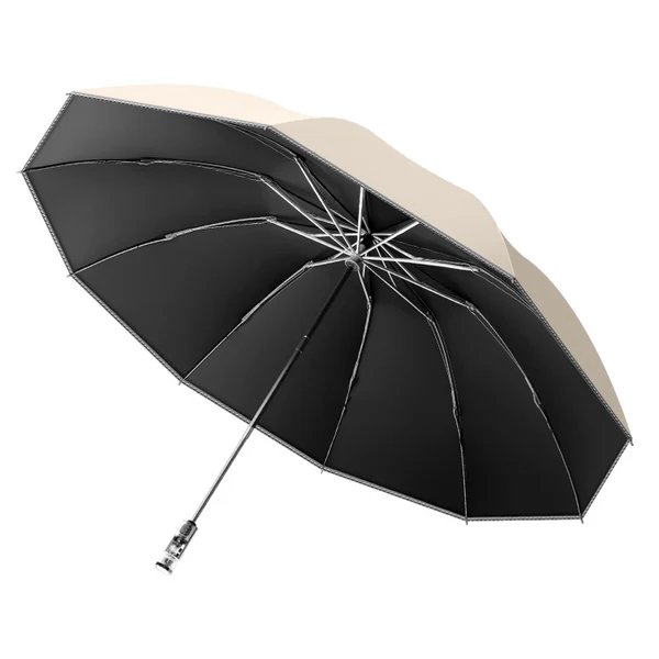 Damen automatischer UV-Schutz-Faltschirm mit kompaktem Design und ergonomischem Griff