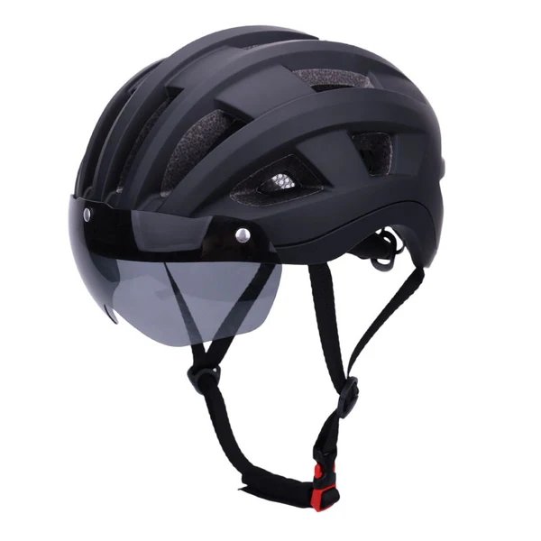 Aerodynamischer Fahrradhelm mit integriertem Visier