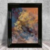 Abstrakter blau-orangefarbener Kunstdruck Nr. 1