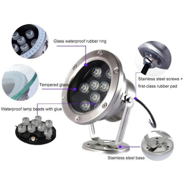 LED Unterwasserlicht Pool Fisch Teich Brunnen Wasserdicht Landschaftslicht 18W (Warmweiß) Hover Image