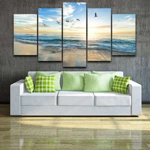 Möwen am Strand - Leinwandbild