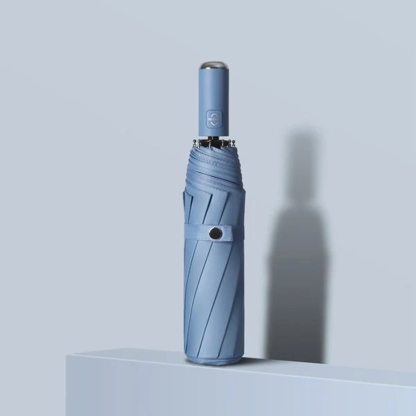 Damen Automatischer Tragbarer Regenschirm mit ergonomischem Griff und reflektierender Sicherheit Hover Image
