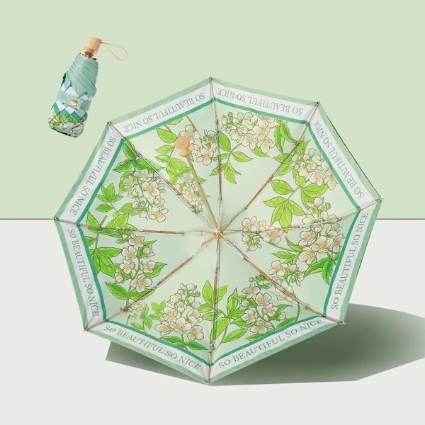 Damen Faltbarer Regenschirm mit floralem Kunstdesign Hover Image