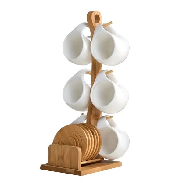 Keramische Kaffeetasse Set mit Untertasse und Ständer – Stilvoll und Dekorativ | Perfekt für Café und Zuhause