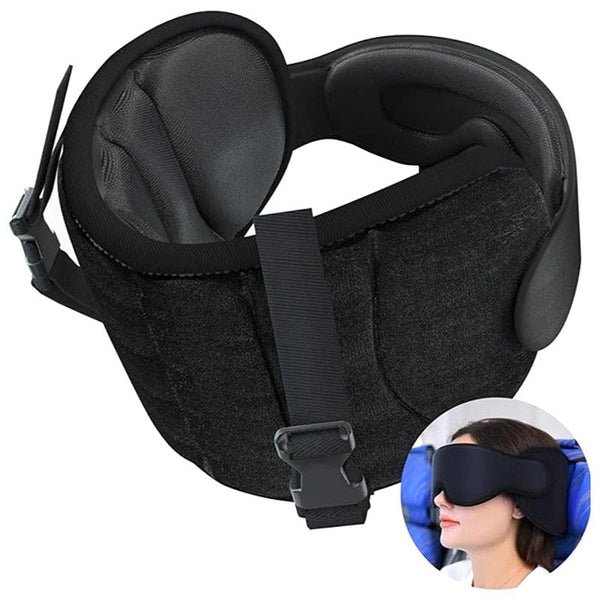 360°-Reise-Nackenkissen-Set mit verstellbarem Kopfband und Schlafmaske für optimalen Schlafkomfort