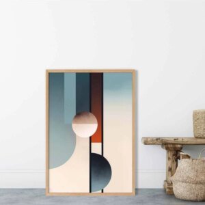 Abstrakte Formen Kunstdruck Marineblau, Orange und Beige Nr. 2 Hover Image