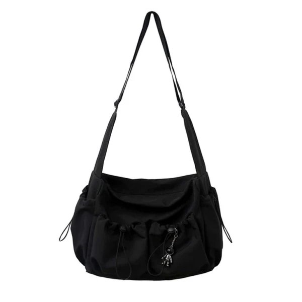 UrbanLiner Nylon Messenger Bag – Schwarze Umhängetasche mit Reißverschluss für den täglichen Gebrauch