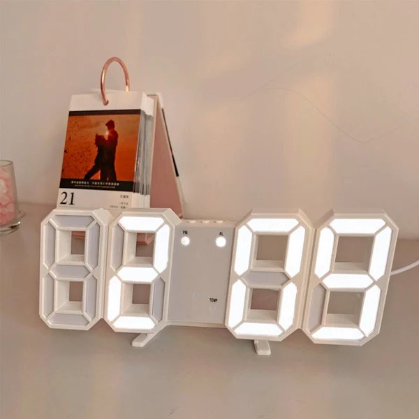 3D LED Moderne Digitale Alarm Wand Uhr Hover Image