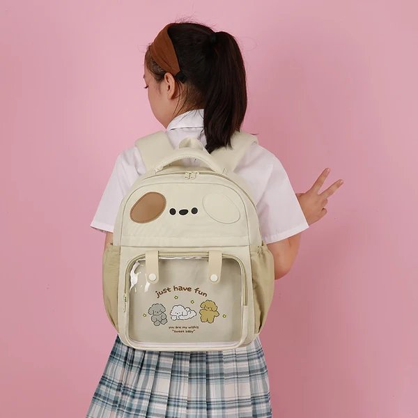 Rucksack mit Transparentem Fach und Verspieltem Design