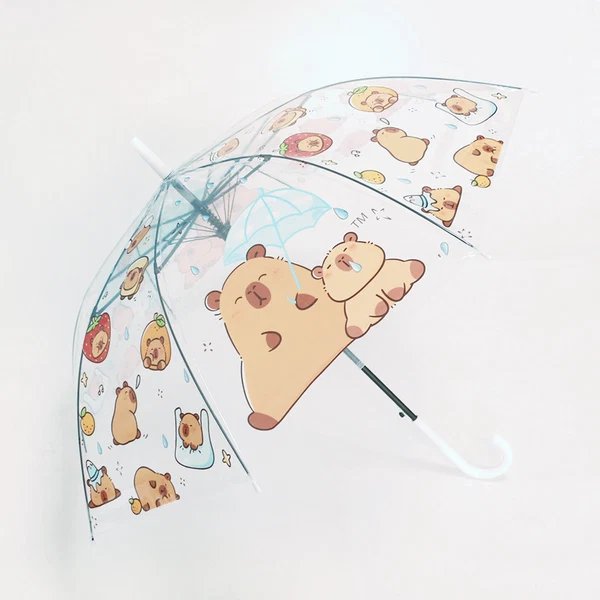 Damen transparenter Regenschirm mit niedlichem Katzenmotiv Hover Image