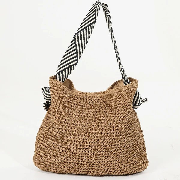 Damen Handtasche mit geflochtenem Design und gemustertem Schulterriemen