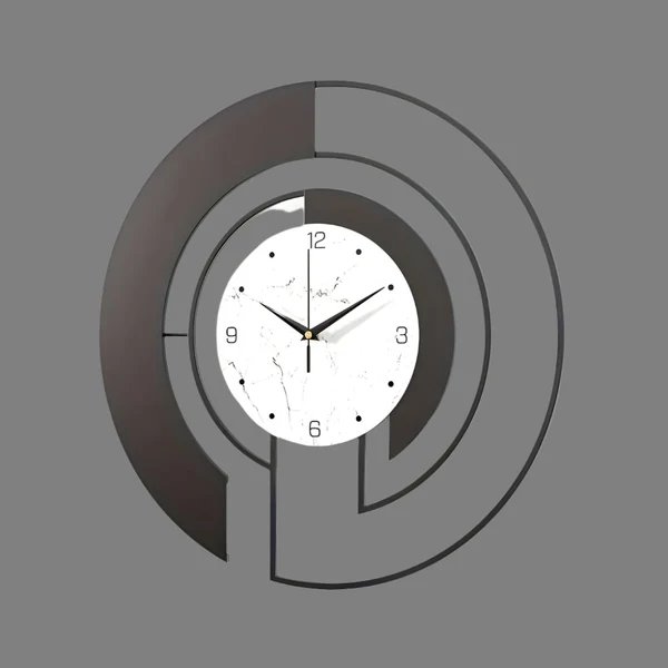 Einfache geometrische Wanduhr mit ruhigem Lauf für friedliche Räume