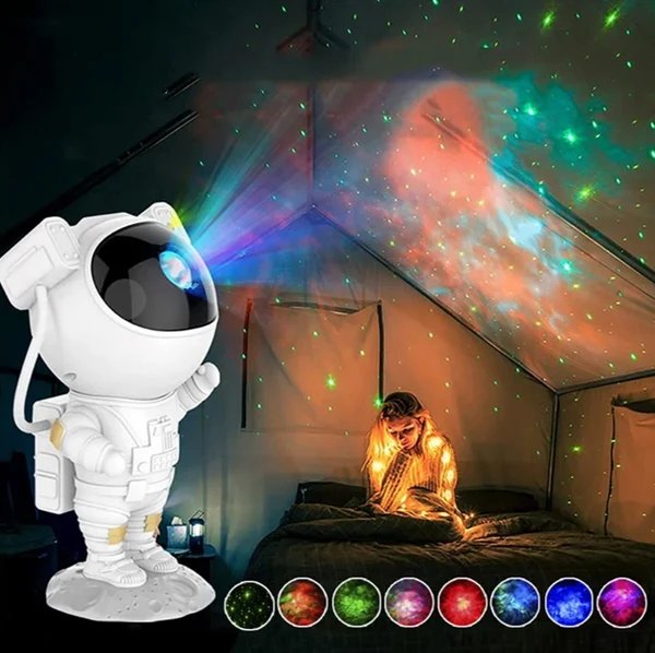 Astronaut Nachtlicht Projektor – LED Sternenhimmel Projektor für Kinderzimmer, Beruhigendes Nachtlicht mit Galaxie- und Weltraumprojektion, Dimmbar und Einstellbar