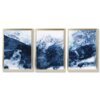 Abstrakte marineblaue Berge, Set mit 3 gerahmten Kunstdrucken