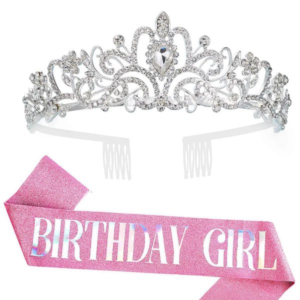 Damen Festliche Tiara mit schimmernden Strasssteinen
