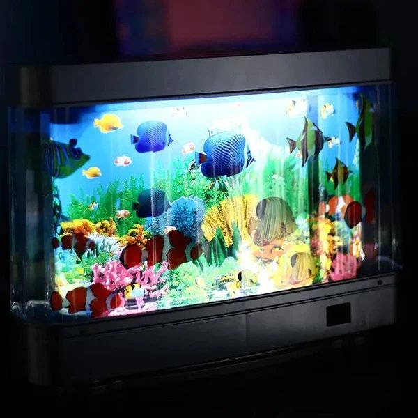 Virtuelles Ozean-Schreibtisch-Aquarium mit LED-Nachtlicht Hover Image