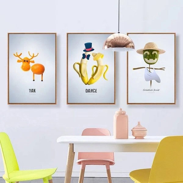 Tanzende Coole Früchte - Leinwand Wandkunst Gemälde