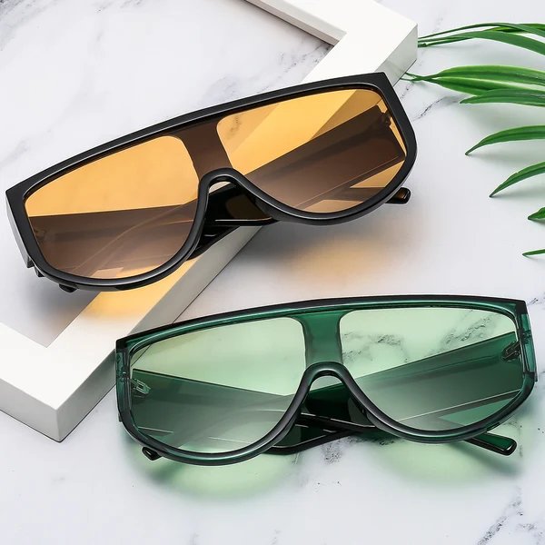 Damen Fashion-Sonnenbrille mit futuristischem, transparentem Rahmen und großem Schutz
