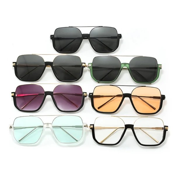Damen Modische Sonnenbrille mit geschwungenem Metallrahmen und UV-Schutz
