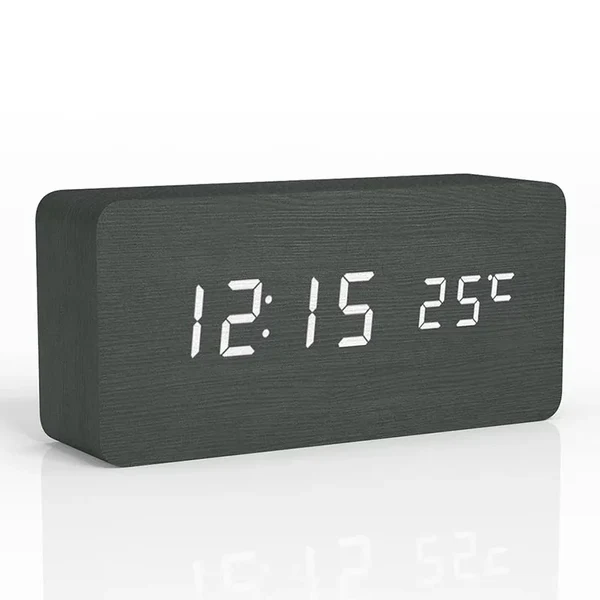 WoodTime Digitaluhr | Holz-LED-Anzeige mit Temperatur | Mehrere Farben Hover Image