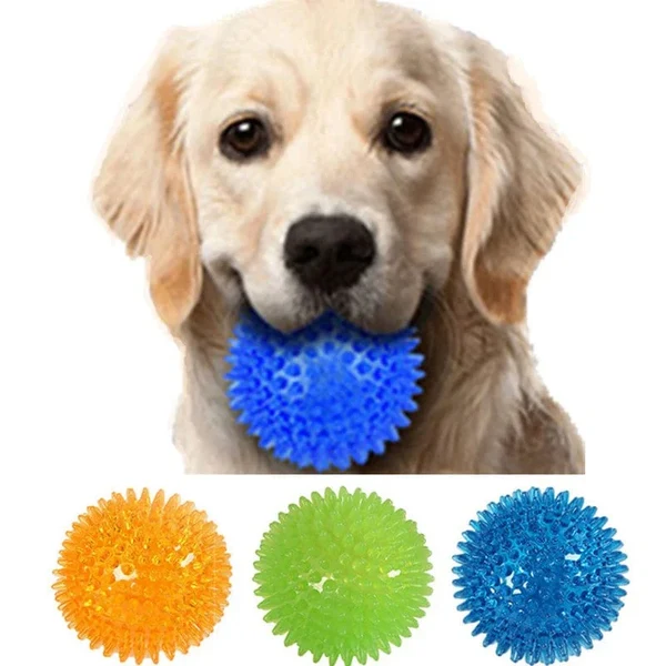 Haustier Hundespielzeug Katze Welpe Geräuschspielzeug Polka Quietschespielzeug Zahnbürstenball TPR Training Haustier Zähne Kauspielzeug Dornbälle Zubehör