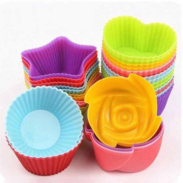 6pcs Muffin Kuchen Wiederverwendbare Silikon Backform Hover Image