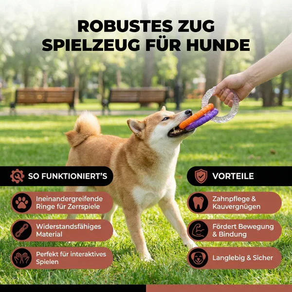 3-Ring-Kauspielzeug für Hunde robust und zahnfreundlich Hover Image