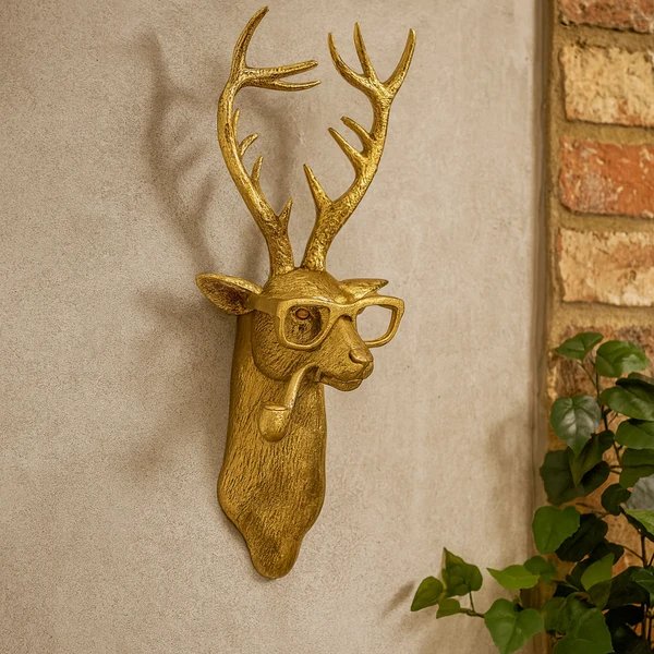 Wanddeko Vintage-Tierkopf-Skulptur aus Kunstharz