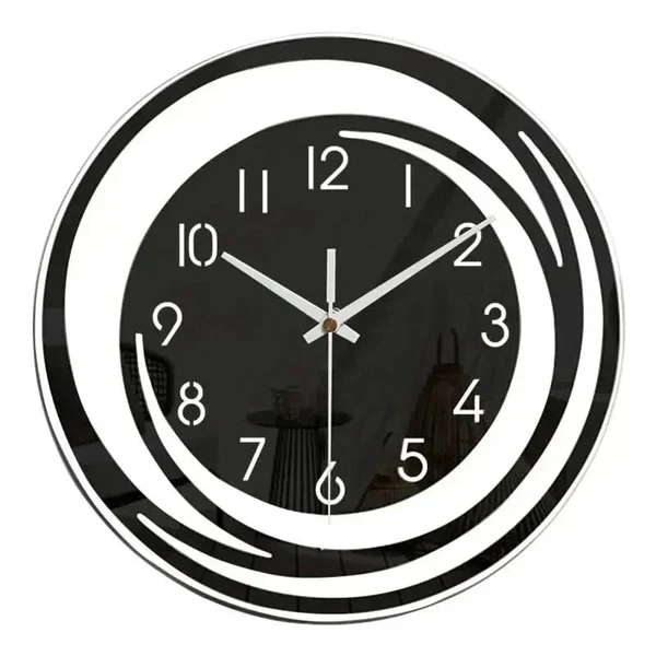 Schwarze Acryl-Wanduhr – Modernes skandinavisches Design Hover Image