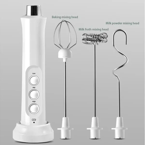 3 In 1 Elektrischer Milchaufschäumer Wiederaufladbarer Milchschäumer Handheld Schäumgerät Hohe Geschwindigkeiten Milchaufschäumer Getränkemixer Kaffee Hover Image
