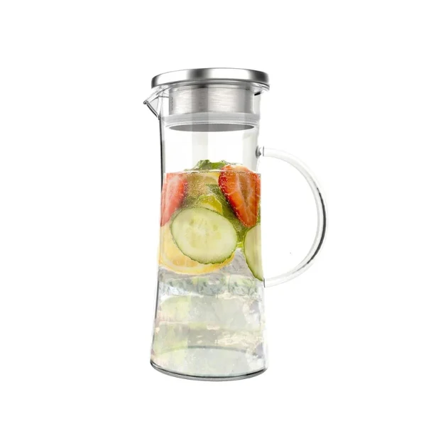 50oz hitzebeständige Glaskanne mit Edelstahlfilter und auslaufsicherem Deckel Hover Image