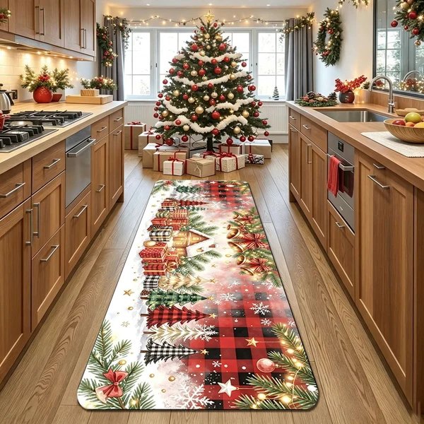 Dekorativer Weihnachts-Küchenläufer Teppich Hover Image