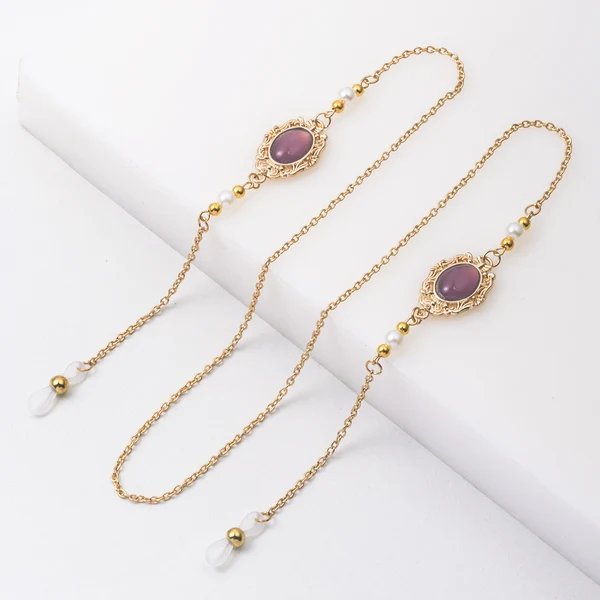 Elegante Brillen Kette mit dekorativen Edelsteinen