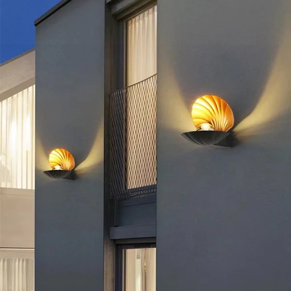Zeitgenössische kreative wasserdichte Schalen-Aluminium-Acryl-LED-Wandleuchte für den Außenbereich