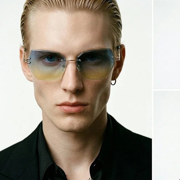 Damen moderne Sonnenbrille mit stilvollem sechseckigem Rahmen