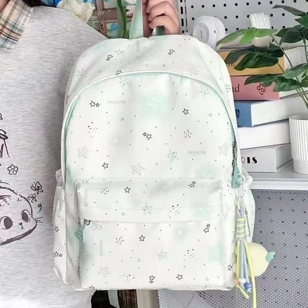 Schulrucksack mit Verspieltem Sternedesign und Mehreren Fächern Hover Image